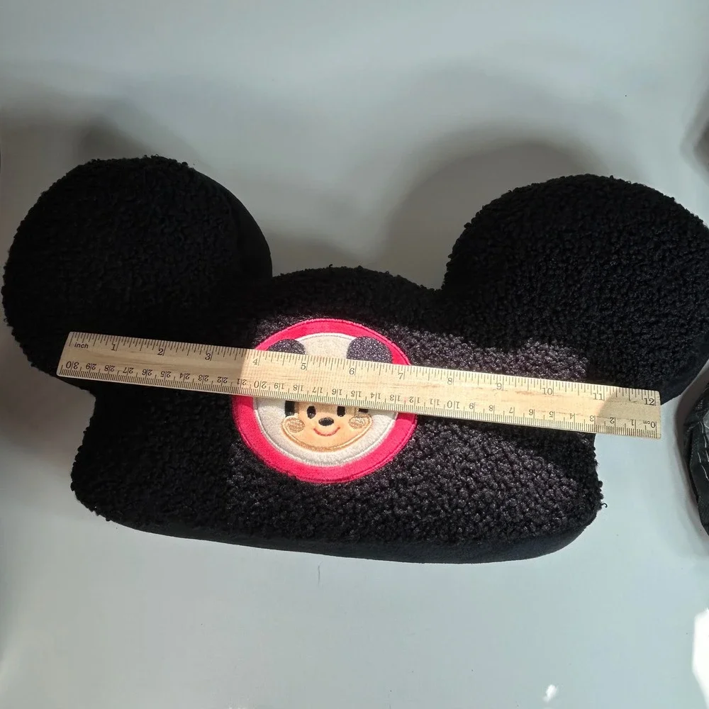Official Disney Park Mickey Mouse Sherpa Ear Shaped Pillow Plush Signature Throw